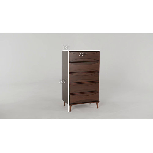 Wade Logan® Amoakuh 5-Drawer Solid Wood Chest & Reviews | Wayfair